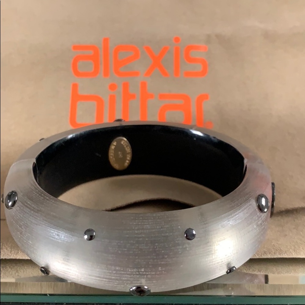 Alexis Bittar charcoal studded Lucite bracelet